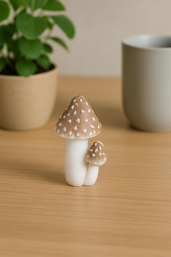 Miniature Resin Mushroom Decor for Fairy Garden – 6 PCS Colorful Mushroom Figurines, Yard Art Ornaments for Outdoor Garden, Bonsai & Terrarium Decorations (Four Set)