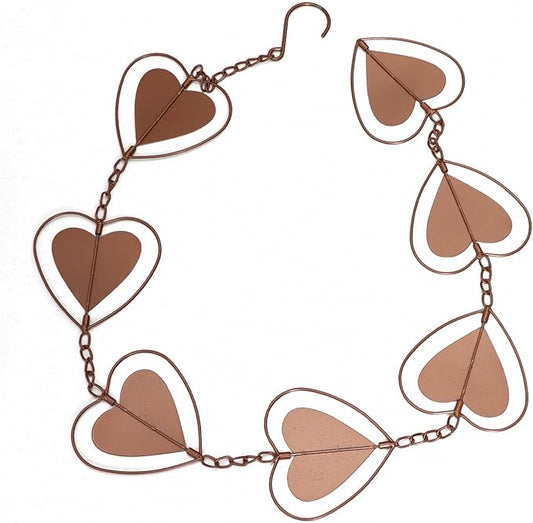 Metal Rain Chain Drainage Function Decorative Heart Shape Wind with Hook for Balcony Patio Hallway