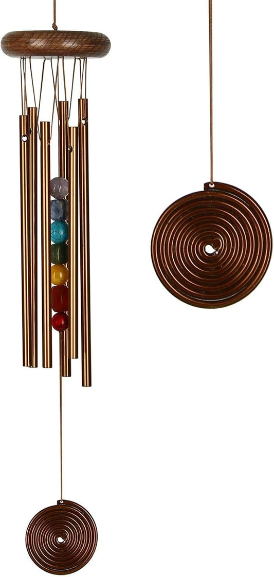 Woodstock Chimes Signature Collection, Woodstock Chakra Chime, 17'' Bronze Eastern Energies Wind Chimes for Outdoor, Patio, Home Garden Decor (CC7BR)