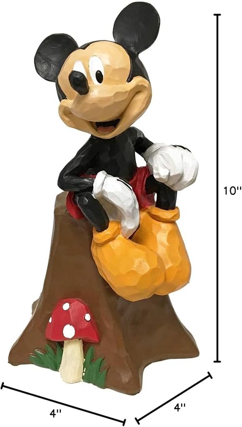 Disney Mickey Mouse Sitting on Stump with Flowers Everyday Outdoor Garden Statue,10 Inches Tall, Official Disney Licensed Product