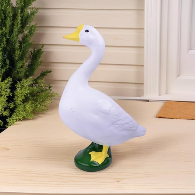 19" Resin Cement Porch Goose Statue with magenetic Wig for Free New Home Gift for Outdoor Decorative Figurine for Garden, Patio, or Entryway Accent (21" Statue with Wig)