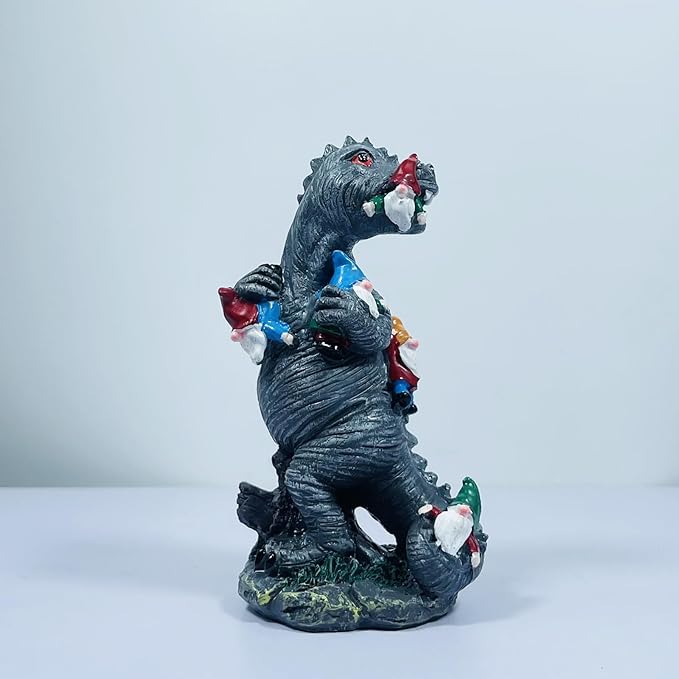 1pc Funny Gnome Creative Dinosaur Garden Statues Decoration 5.9 inch High Sculpture Christmas Decorations for Indoor Yard Patio Lawn Figurines Landscape Decor