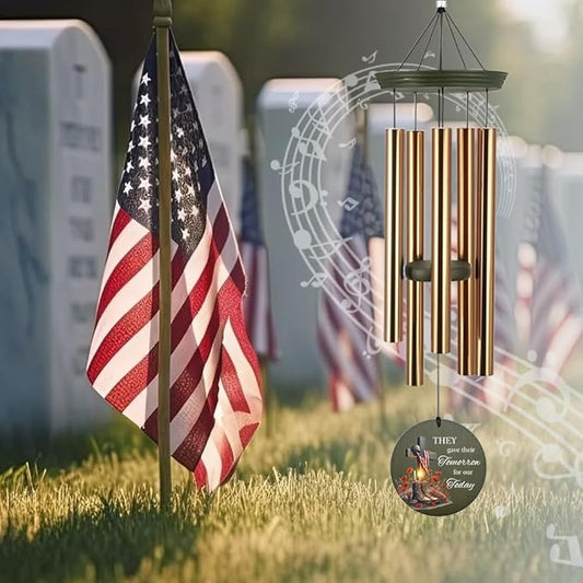 Memorial Wind Chimes, 36inch Personalized Wind Chimes, Sympathy Gifts, in Loving Memory of US Veteran/Soldier, in Loving Memory of Dad, Condolences Wind Chime (Produced in USA)