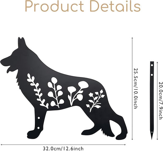 German Shepherd Garden Stake - Handcrafted Outdoor Decor for Dog Lovers, Durable Yard Art Statue