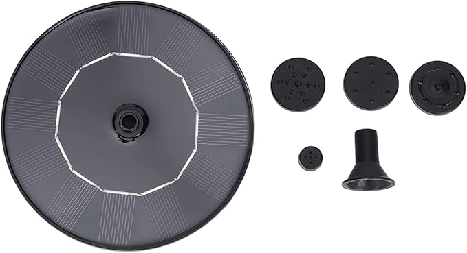 Solar Water Feature Floating Fountain Pump, 3S Fast Start Solar Powered Bird Bath Water Pump with Multiple Nozzles, 1.0W 13cm Compact Aerator for Garden Pond Fish Aquarium Pool