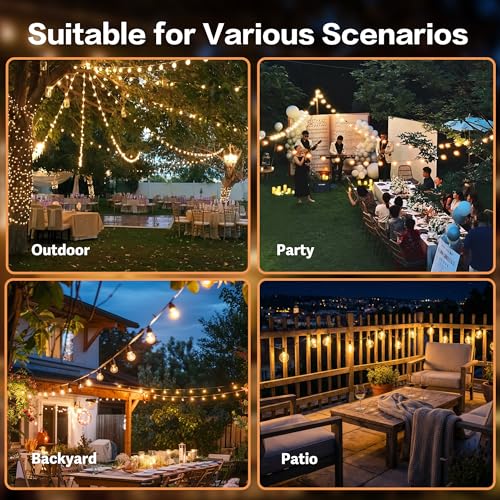 66FT Outdoor String Lights - 27 Dimmable LED G50 Bulbs with Remote