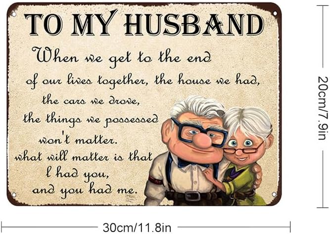 To My Husband Metal Sign Valentine's Gift from Wife - Anniversary Card for Husband - 8x12 Inch Wall Art Decor