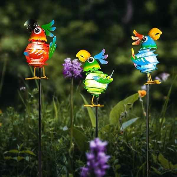 Solar Garden Stake Lights 3 Pack,Bird Figurine Decorative Lights with Solar Powered for Pathway Garden Lawn Patio Porch Yard Decoration