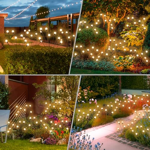 Solar Lights Outdoor - 4 Pack, 32 LED, Waterproof Firefly