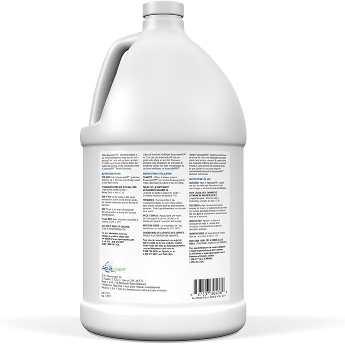 Aquascape 30406 AquascapePRO Beneficial Bacteria Liquid Treatment for Pond Water Feature Waterfall Stream, 1 Gallon