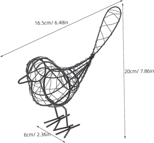 Mobestech Black Metal Bird Statue 20x23cm Garden Ornaments Stylish Black Metal Bird Art for Indoor Outdoor Decor