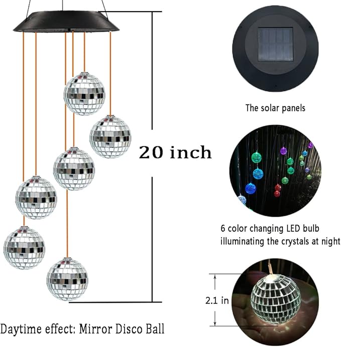 Purtuemy Solar Wind Chime for Porch Decor, Solar Lights Outdoor Decorative for Garden and Patio, Birthday Gifts for Women Mom Grandma
