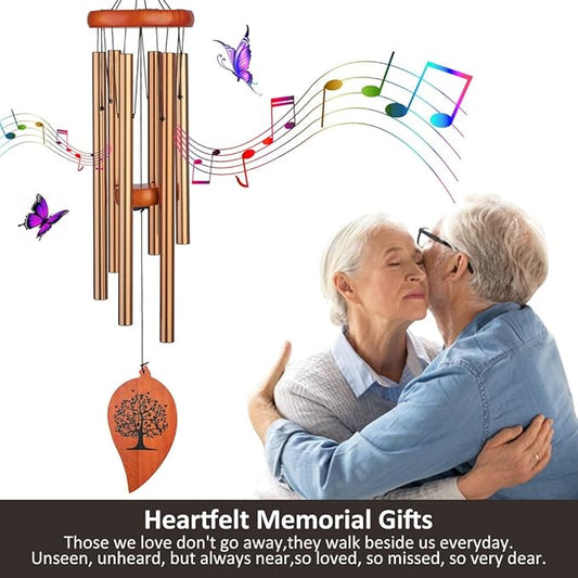 32" Memorial Wind Chimes, Sympathy Grief Wind Chimes, in Memory of Loved One Loss of Mother Father,Home Decor Garden Patio Outdoor-Golden