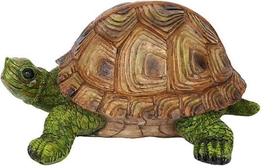 Garden Outdoor Turtle Statue, Resin Garden Sculptures Turtle Decor Realistic Tortoise Figurine for Outdoor Courtyard, Lawn Landscape, Pond,Festival and Birthday Gifts (Green-Left)