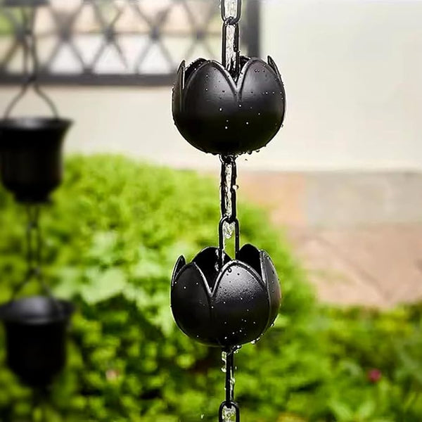 Copper Rain Chain Outdoor Gutter Downpipe, Petal Shaped Decorative Rain Bell, Rain Guide Chain(240cm (94 1/2"))