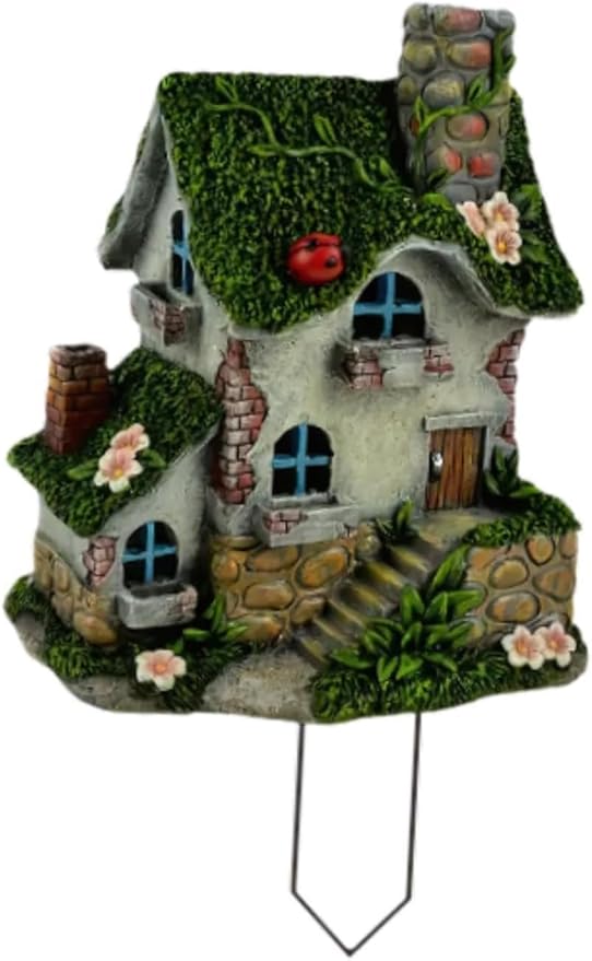 pistro Moss Cottage Garden Stake, 2D Acrylic Decorative Lawn Sculpture, Easy-to-Use Patio Stake for Fence, Pathway, Spring Yard, Outdoor Lawn Decoration
