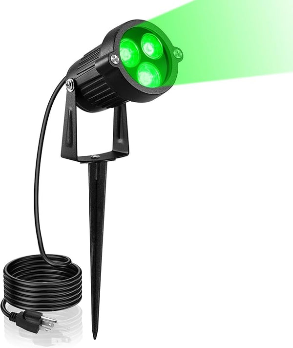 LemonBest Outdoor Water-Resistant LED Lawn Garden Landscape Lamp Wall Yard Path Patio Lighting Spot Lights Green AC Spiked Stand with Power Plug (1)