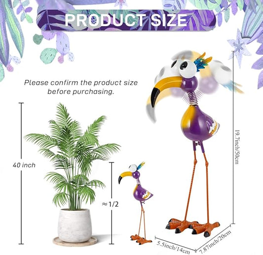 Metal Funny Bird Garden Statues Outdoor Decor, Purple Crane Yard Sculptures Art Decoration for Home Outsiede Patio Lawn Backyard, Gift for Women Lovers Moms