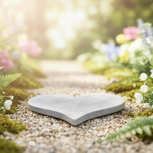 Comfy Hour 12.6" Extra Large Heart Shaped Cast Iron Stepping Stone, 1.2" Thick Heavy Duty Metal Garden Paver, Weatherproof Decorative Path Stone for Outdoor Walkway & Yard, Antique Beige Gray