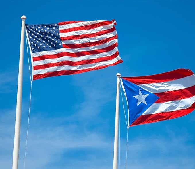 2Pack-American&Puerto Rico Flag Large 3x5 Ft, Moderate Outdoor/Indoor Both Sides 100D Polyester-Brass Grommets for Easy Display USA Puerto Rican Flags 3' x 5' Banner