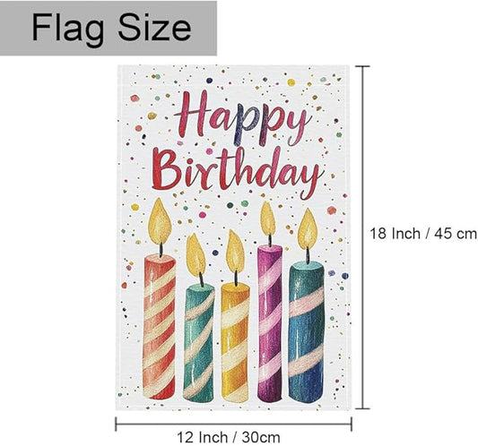 Gkyygk Happy Birthday Welcome Banners Garden Flag Double Sided 12x18 Inches Farmhouse Holiday Outside Decorations Burlap Yard Flag