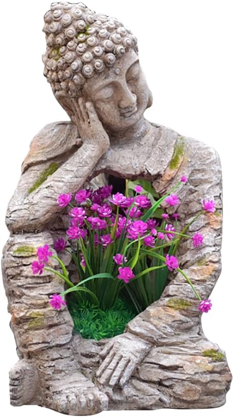 homary Outdoor Sleeping Buddha Statue Planter, Zen Garden Sculpture Flower Pot Magnesium Oxide Indoor Outdoor Decoration for Patio, Lawn, Temple, Office