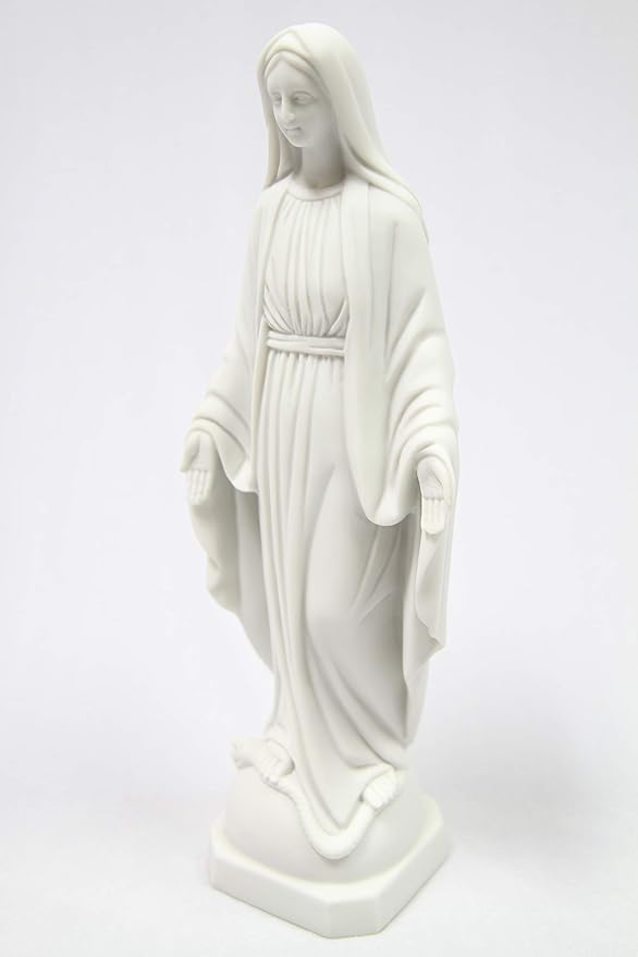 Vittoria Collection 12" Our Lady of Grace Virgin Mary Madonna Blessed Mother Religious Catholic Italian White Statue Sculpture Figurine Figure Made in Italy Indoor Outdoor Garden