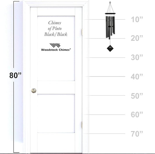 Woodstock Wind Chimes of Pluto Chimes for Outside, 27" Black Wood Small Light Sound Chime Décor for Outdoor Garden, Patio, Porch, Encore Collection