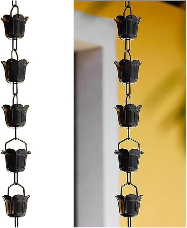 Pentagonal Rain Chain, Bell-Shaped Rain Chain for Gutter Downpipe, Garden Outdoor Decorative Rain Chain(Aluminum Alloy,2.6m/8.5ft)