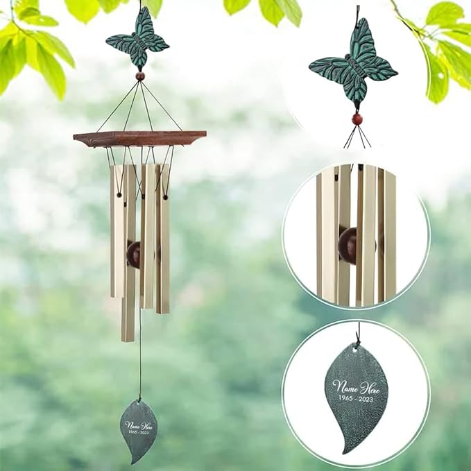 ASTARIN Memorial Custom Wind Chimes for Loss of Loved One, Wind Chimes for Patio Yard Decor, 24'' Condolences