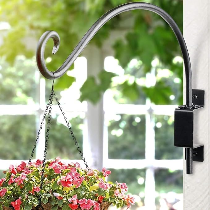 Lifyzoon Swivel Bird Feeder Hanger Hook: 2Packs 12Inch Swivel Hanging Plant Bracket Outdoor, 50lbs Weight Capacity - Outdoor & Indoor Wall Hook for Hanging Bird Feeder for Flower Basket, Wind Chimes