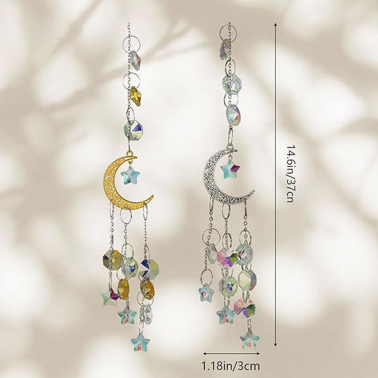 2-Pack Colorful Crystal Suncatchers with Chain Pendant – Hanging Sun Catcher Ornaments, Crystal Balls for Window, Home, Garden, Christmas, Party & Wedding Decorations