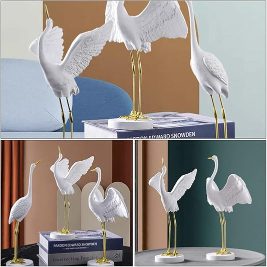 Milisten Living Crane Ornament 11.81In Resin Heron Sculpture Decorative Bird Statue for Outdoor Garden Patio Lawn Home Decor