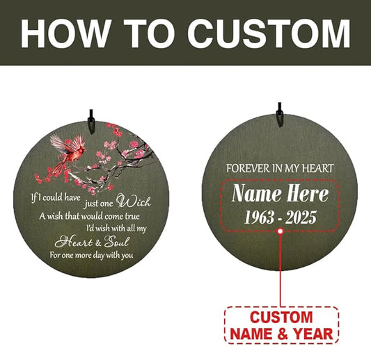 Personalized Cardinal Wind Chimes, 36inch Memorial Wind Chimes, in Loving Memory of Dad/Mom, Custom Sympathy Mourn Gifts, Condolences Wind Chime Outdoor (Produced in USA)