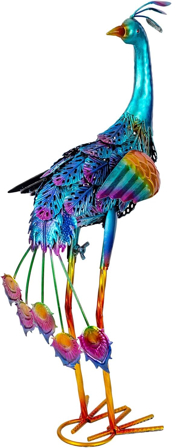 Metal Peacock Garden Decor Outdoor Statue, Peacock Yard Art Sculptures Outside Decoration for Home Patio Lawn Backyard, Gift for Women Moms Grandma