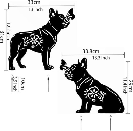 GDNSFIT Bulldog Dog Metal Decor for Outside,Garden Stakes Decorative Dog Gifts for Women/Men,Black Silhouette Statues for Yard Ornaments,Lawn, Patio, Pathway,Outdoor Garden Decor