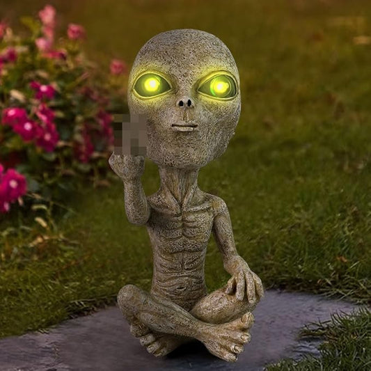 Solar Light Alien Statues Sculpture,Funny UFO Extraterrestrial Figurine for Home Garden Yard Art Outdoor Decoration.