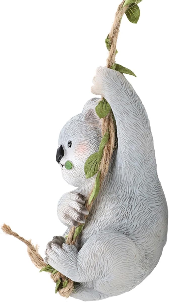 Hanging Animal Garden Statue Outdoor Tree Hugger, Resin Climbing on Vine Figurine Wall Art Sculpture for Patio Lawn Yard Ornaments (Koala)