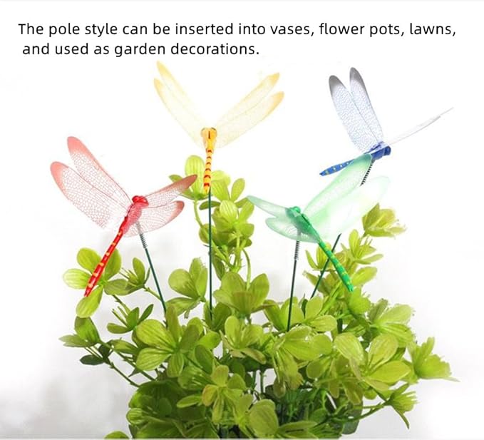 Garden Yellow Dragonfly Stakes with Sticks,3D Removable Fake Dragonfly,10" Waterproof Shaking Head Dragonflies Ornaments Garden Decor for Outside,Plant Decoration and House Warmings (25)