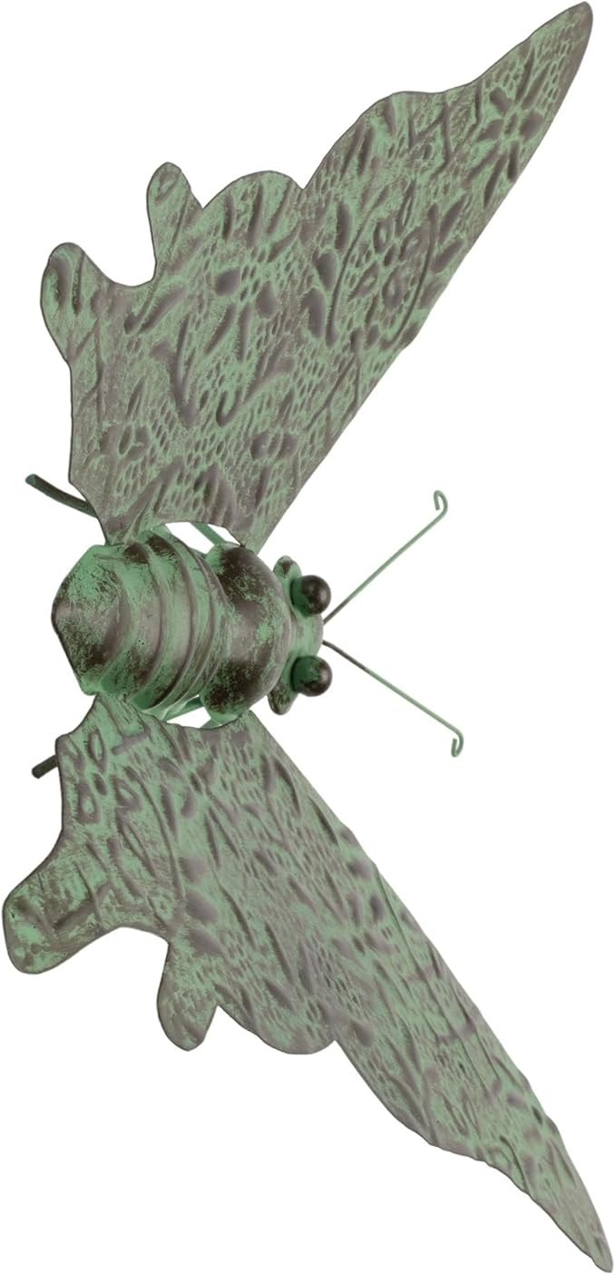Melrose International Iron Butterfly Garden Decor - Distressed Metal Wall Art & Outdoor Accent Green
