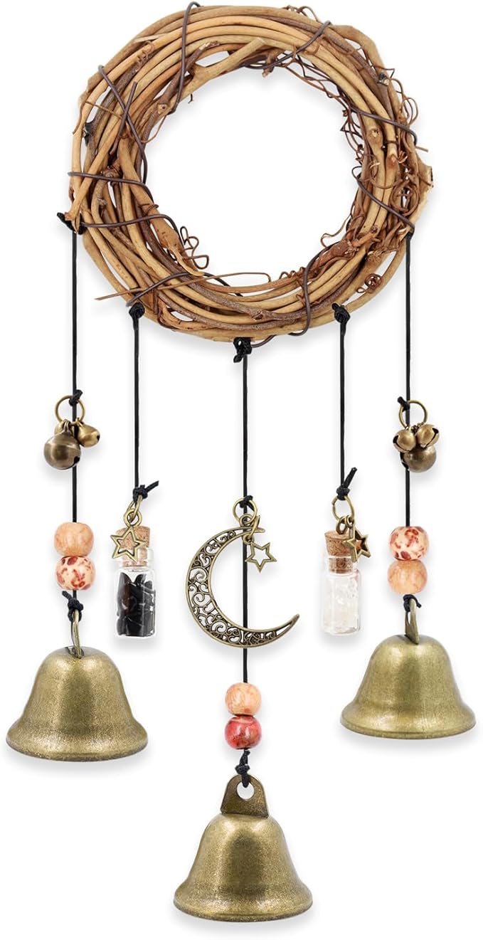 Witches Bells for Door for Protection, Handmade Witch Bells for Door Knob, Witch Wind Chimes for Home Blessing, Witchy Door Hanger Decoration