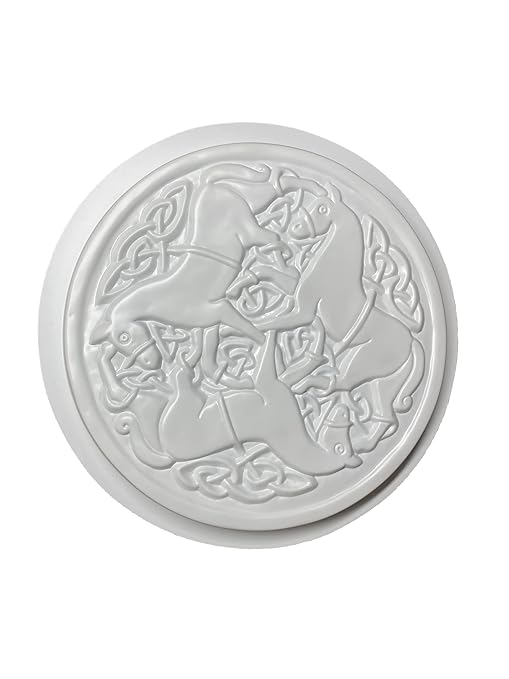 Celtic Horses Stepping Stone Mold,Concrete Stepping Stone Mold, Garden Decor Mold, 15.5" Round ***NOT A Finished Stone***