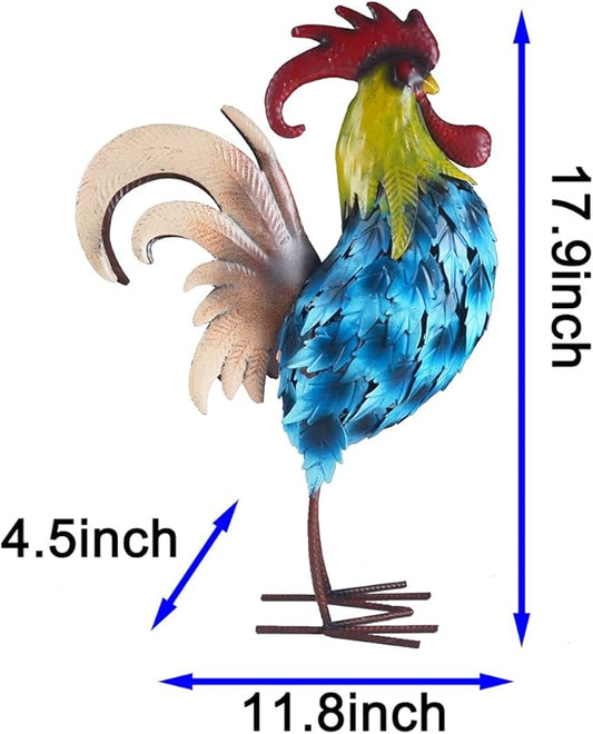 Metal Rooster Statues Vintage Outdoor Garden Decor for Patio Lawn Backyard