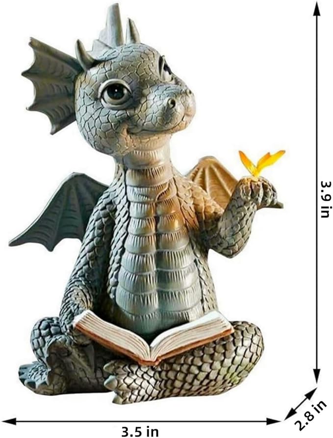 YWHWXB Garden Dragon Resin Sculpture,Lovely Outdoor Sculpture Ornaments,Garden Dragon Decor Statue for Home Patio Courtyard Lawn Decoration