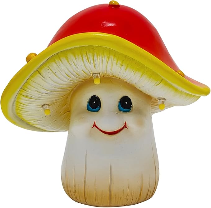Solar Garden Small Mushroom Decor Outdoor Statue - Mushroom with Waterproof Sculptures Lights, Cute Mushrooms Pond/Yard Statues Outside Decoration, Home, Lawn, Patio, Resin Fairy Ornament