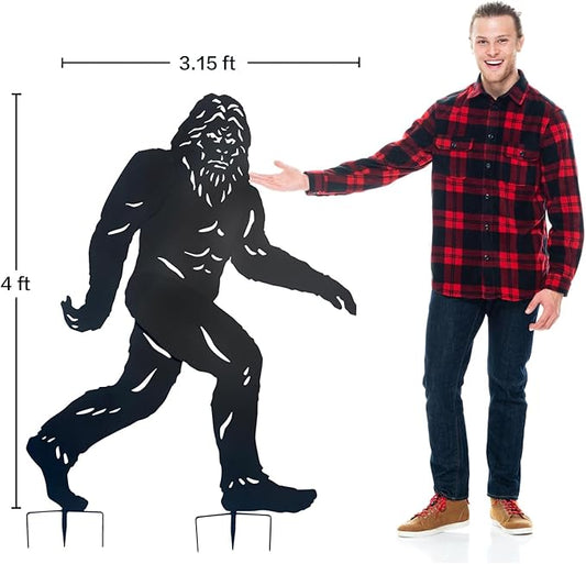 EZTZEN 4ft Bigfoot Outdoor Decor Big Foot Sasquatch Gifts for Men/Dad/Women Metal Bigfoot Silhouette Statues for Yard Decor, Garden Decor, Yard Art, Forests, Yard Display, Lawn Decorations