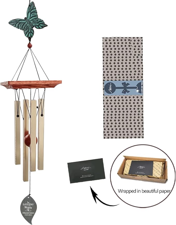 ASTARIN Memorial Custom Wind Chimes for Loss of Loved One, Wind Chimes for Patio Yard Decor, 24'' (condolences-10)