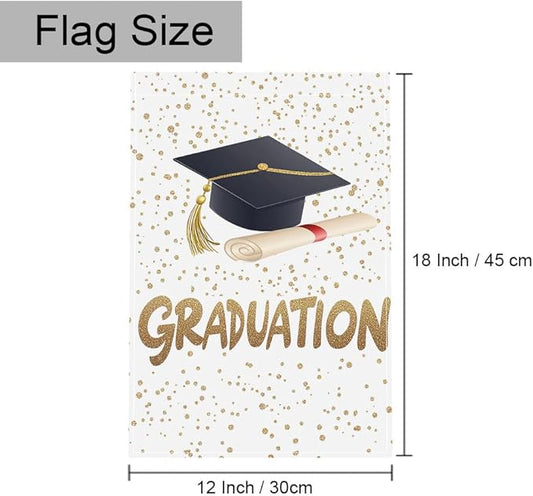 Gkyygk Graduation Welcome Garden Flag 12x18 Inch Double Sided Seasonal Yard Burlap Banners Outdoor Flag for Men Women