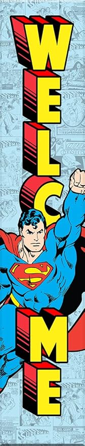 Spoontiques - Superman - Welcome Porch Sign - Decorative Home Décor Wooden Signs - Rustic Outdoor Decoration - Durable and Weatherproof - Entryway Decoration - 8” x 40”
