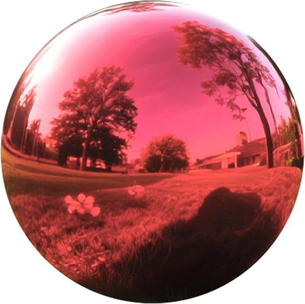 12 Inch Stainless Steel Gazing Ball, Garden Gazing Globe Mirror Ball, Polished Shiny Sphere for Garden Yard Outdoor, Swimming Pool Decoration (Red)